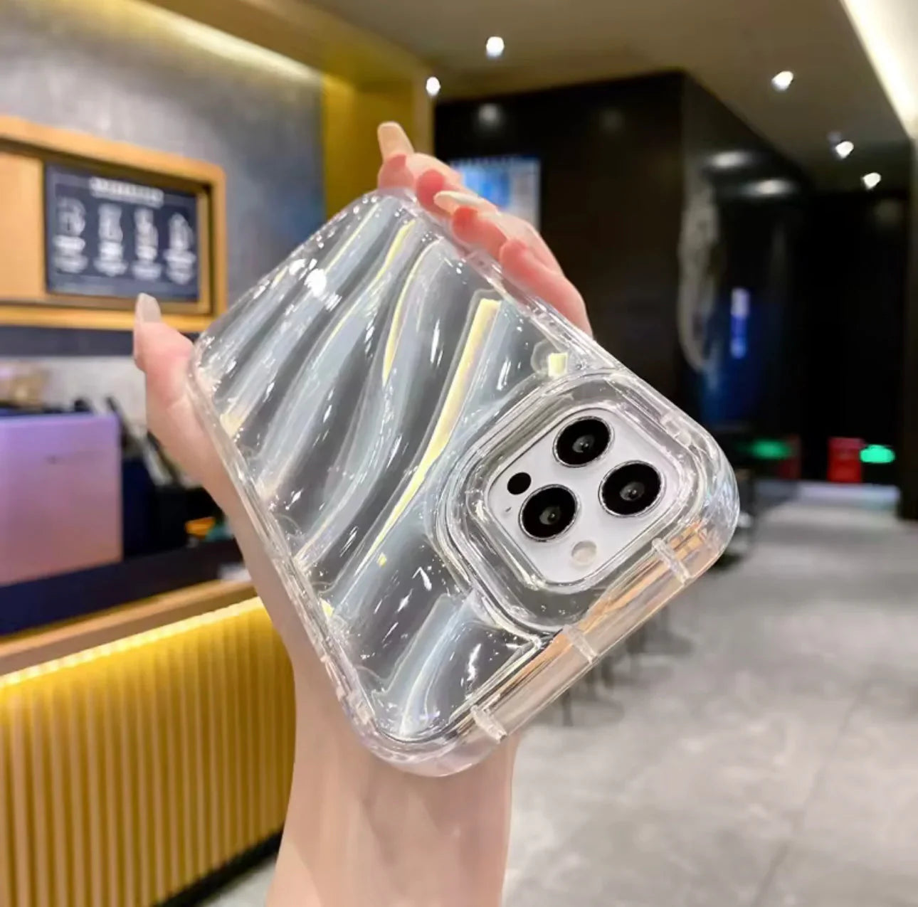 Luxury Mirror Silver Holographic Wavy Laser Case (NEW)